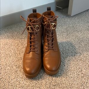 Brown Leather Michael Kors Combat Boots